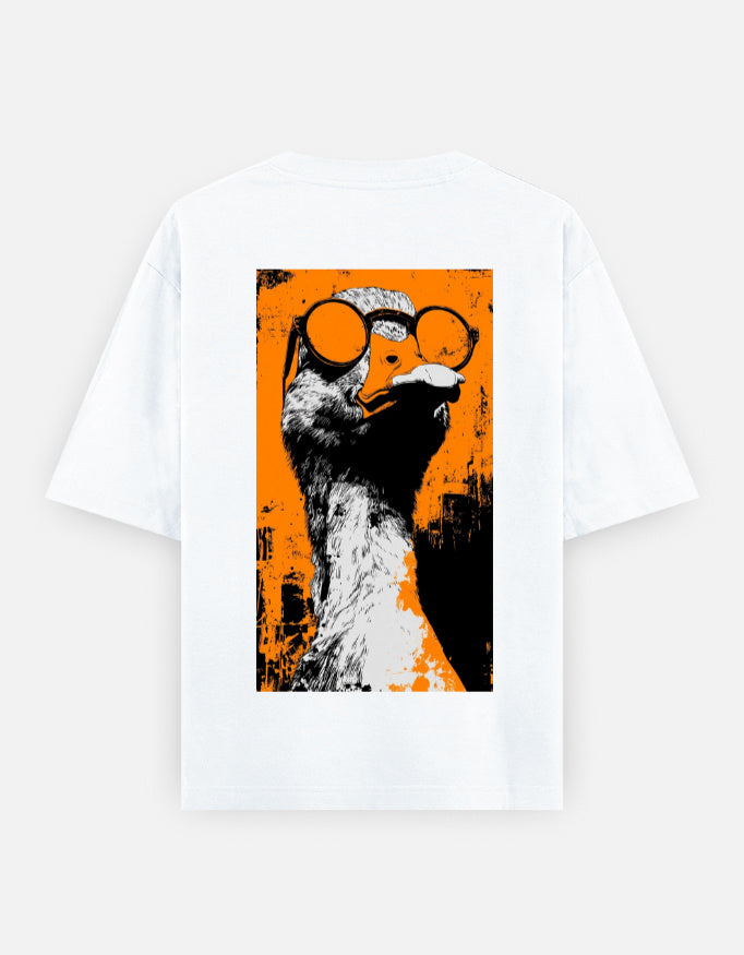 Back_Urban Rebel Duck oversized retro streetwear graphic T-shirt by SWARNAMANTRA with playful urban fashion design.