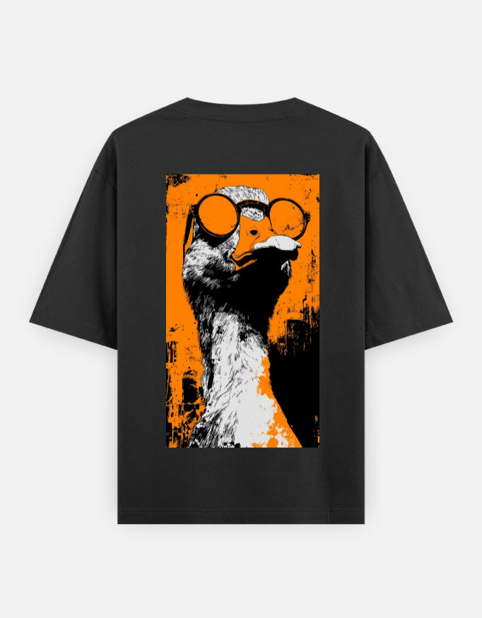 Back_Urban Rebel Duck oversized retro streetwear graphic T-shirt by SWARNAMANTRA with playful urban fashion design.