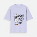 Don’t Duck With Me funny duck graphic T-shirt by SWARNAMANTRA featuring trendy casual streetwear fashion style.
