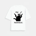 Pew Pew Cat funny oversized graphic T-shirt by SWARNAMANTRA featuring playful cat streetwear design for casual fashion lovers.